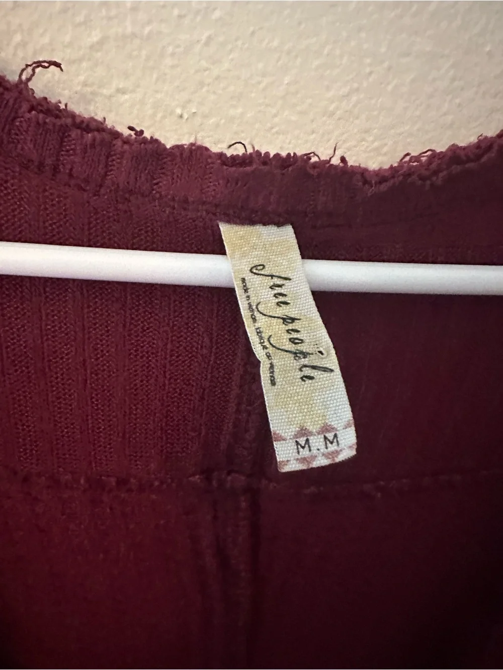 Free people waffle knit burgundy top